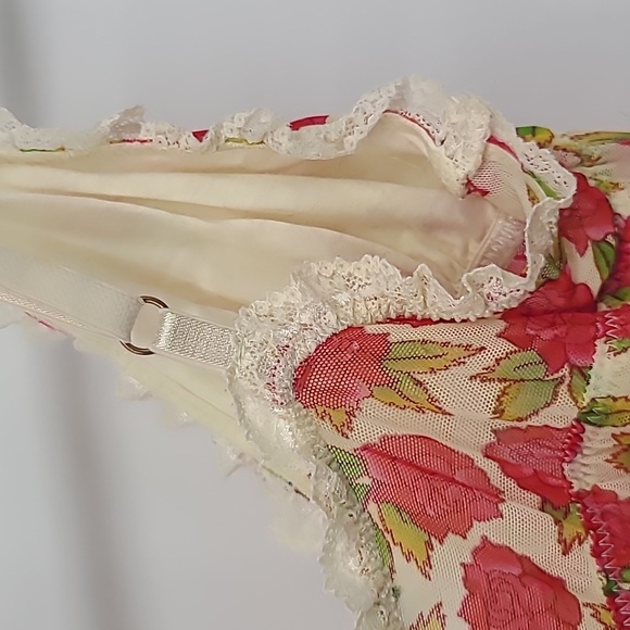 Honeydew pink roses slip sheer lace small - Picture 6 of 9